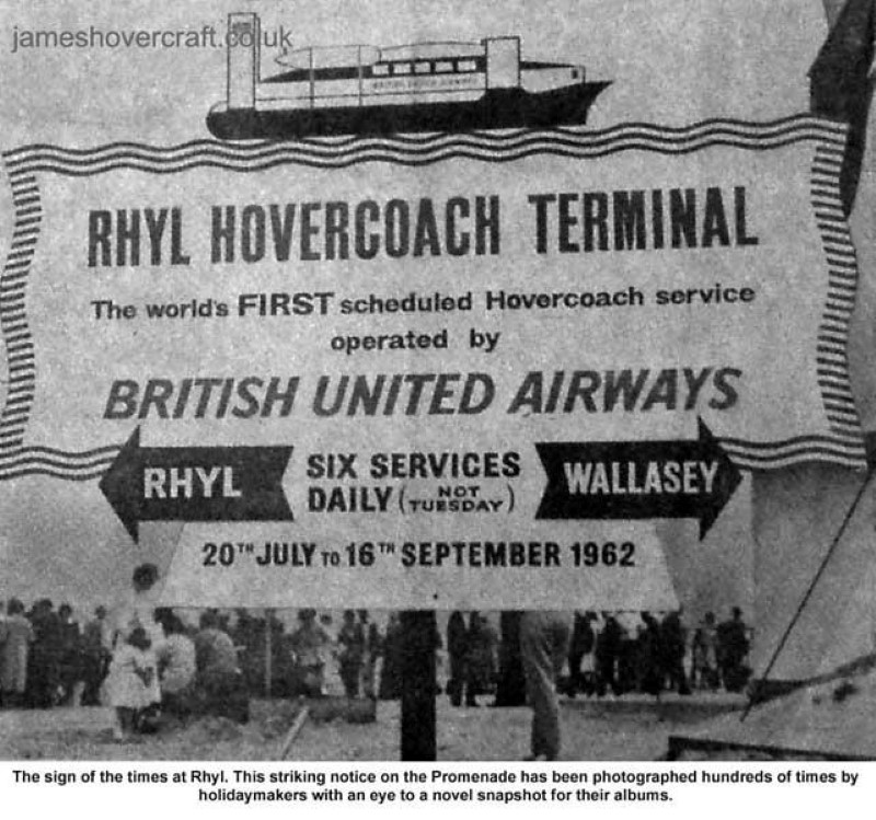 Liverpool Echo article about the VA-3 service - The world's first hovercoach - advert for the VA3 service from Rhyl (Wales) to Wallasey (England) (Paul Greening).