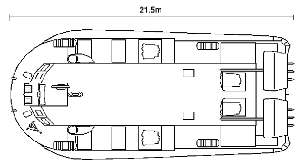 Diagrams of the AP1-88 hovercraft - AP1-88 Top-Down General Arrangement (HoverWork).