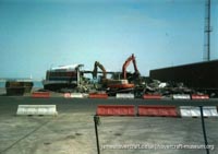 SRN4 The Prince of Wales (GH-2054) being demolished after the fire -   (The <a href='http://www.hovercraft-museum.org/' target='_blank'>Hovercraft Museum Trust</a>).
