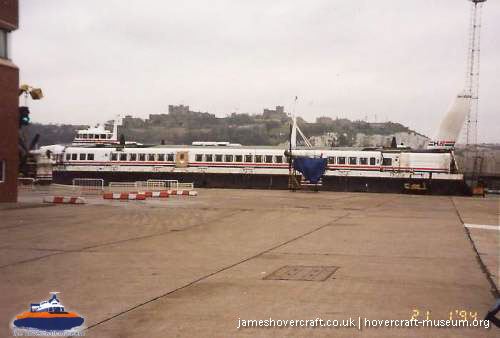 SRN4 The Princess Margaret (GH-2006) with Hoverspeed in the early 1990s -   (submitted by The <a href='http://www.hovercraft-museum.org/' target='_blank'>Hovercraft Museum Trust</a>).