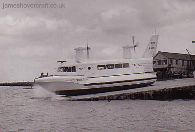 The SRN2 at Westland - Departing from the Westland slipway at Cowes (submitted by Peter Insole).