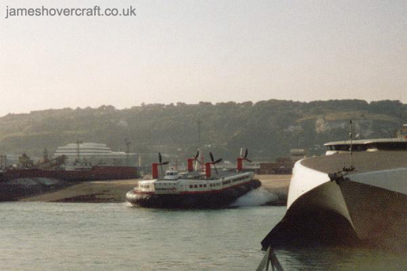 The last days of the SRN4 cross-channel service with Hoverspeed - The Princess Margaret (GH-2007) departing Dover Hoverport, down the Ramp (submitted by Thomas Loomes).
