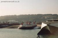 The last days of the SRN4 cross-channel service with Hoverspeed - The Princess Margaret (GH-2007) departing Dover Hoverport, down the Ramp (Thomas Loomes).