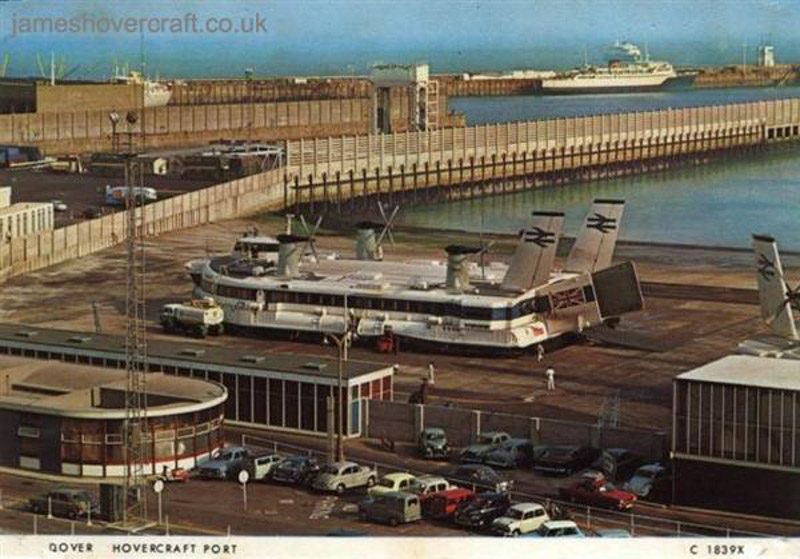 The Dover Eastern Docks, and when there was a Seaspeed hoverport there - The Princess Anne (GH-2006) on the pad at Dover Eastern Docks hoverport (Nigel Thornton).