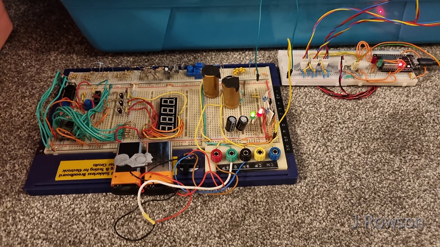 Monitoring Diesel (the Hamster)'s Movements - Breadboard and power supply (via LM317's) (credit: James Rowson).