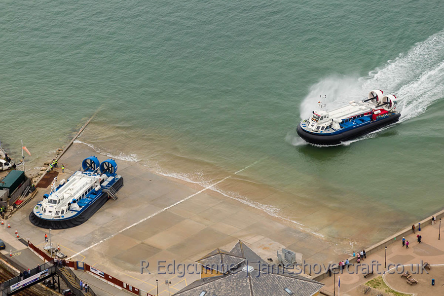 AP1-88 Operations from Ryde, Isle of Wight - AP1-88 hovercraft arriving at Ryde Hoverport from the air (credit: Rob Edgcumbe).