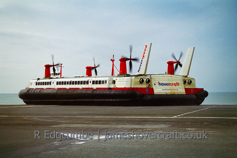 SRN4 The Princess Anne departing Calais Hoverport - The Princess Anne departing Calais Hoverport (credit: Rob Edgcumbe).