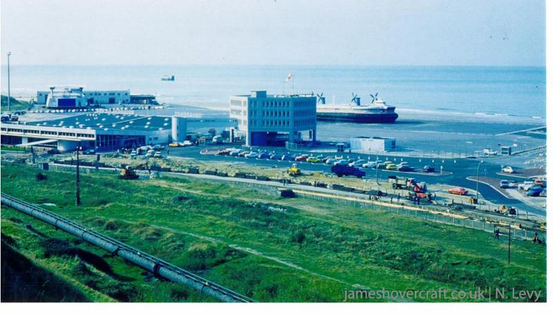 Comparing Boulogne hoverport in 2005 with the buildings as they used to be - Boulogne hoverport in the 1970s (credit: N Levy).