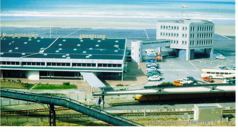 Comparing Boulogne hoverport in 2005 with the buildings as they used to be - 1983 - Boulogne hoverport as viewed from the hills East of it (credit: N Levy).