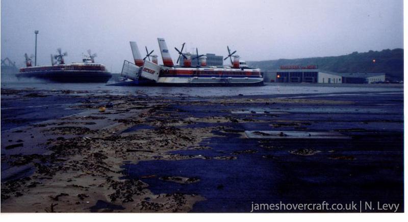 Comparing Boulogne hoverport in 2005 with the buildings as they used to be - 1986 - Craft coming and going (credit: N Levy).