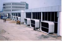 Comparing Boulogne hoverport in 2005 with the buildings as they used to be - 1979 - Oblique shot of terminals from arrivals/departures lounge