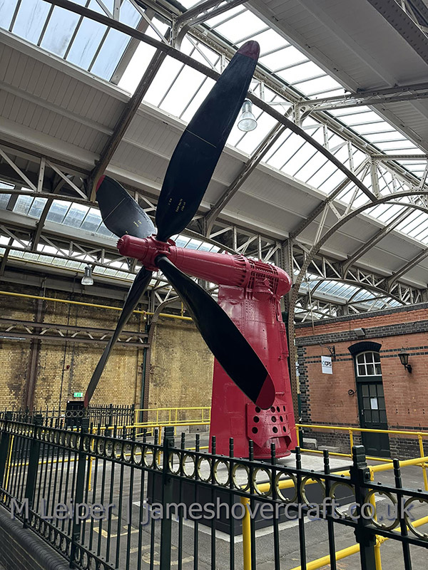 SRN4 Super 4 propeller on display within Dover Cruise Terminal - SRN4 propeller from behind (credit: Mark Leiper (2024)).